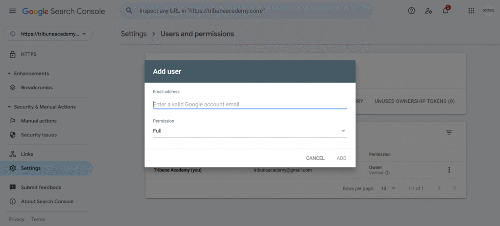 google search console
