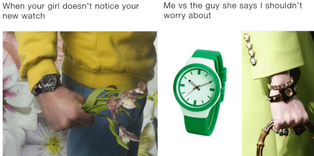 Gucci Meme Marketing Example Gucci meme marketing example showing luxury brand humor on social media