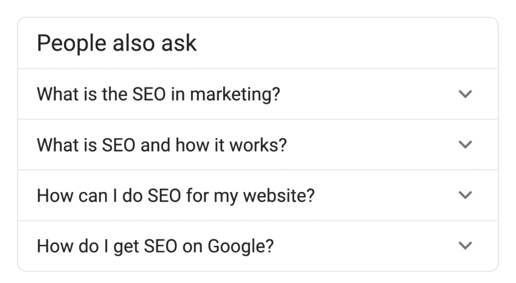 Google People Also Ask box example in search results page